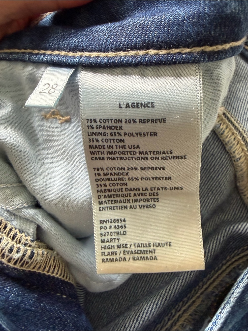 L’AGENCE Marty High Rise Flare Jeans Ramada Blue Size 28 - Picture 9 of 9